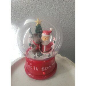 Gemmy Christmas Santa Clause Waterless Snow Globe W Music Lights reindeer